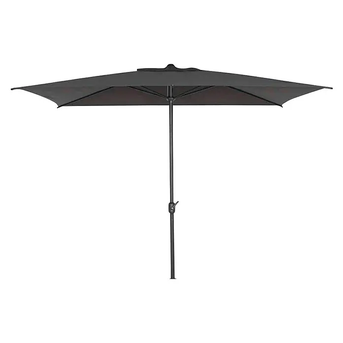Siena Garden Marktschirm Isa - Anthrazit, Bespannungsmaß (L x B): 300 x 200 cm - Schwarzer rechteckiger Sonnenschirm mit Kurbel zum Öffnen und Schließen. Ideal für Garten, Terrasse und Balkon zum Schutz vor Sonne.