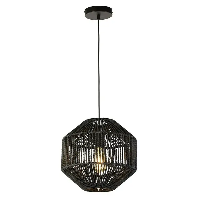 Searchlight Pendelleuchte - 60 W, L x B x H: 30 x 30 x 150 cm, Schwarz, Schwarz, E27 - Elegante schwarze Pendelleuchte mit Seil-Design. Die Lampe sorgt mit ihrem einzigartigen Design für eine stimmungsvolle Beleuchtung im Raum.