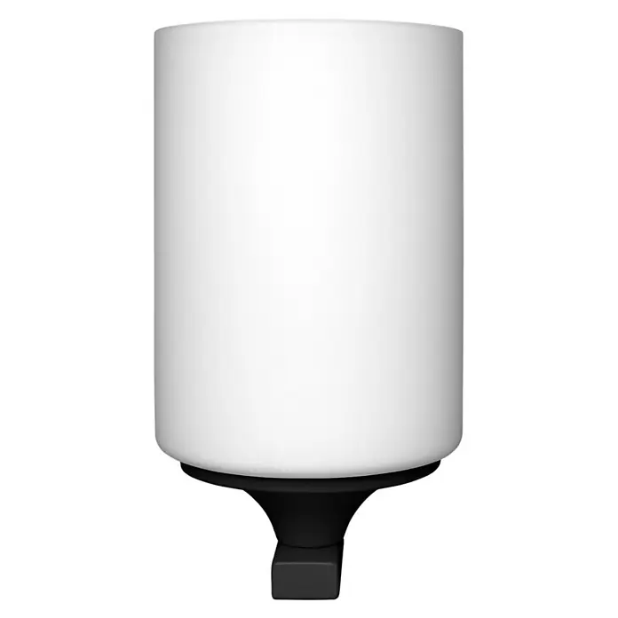 Osram LED-Außenwandleuchte - 210 x 11,8 x 21,2 cm, Aluminum, IP43 - Nahaufnahme einer stilvollen, weißen Tischleuchte mit einem schlanken, zylindrischen Lampenschirm und einem dunklen Sockel.