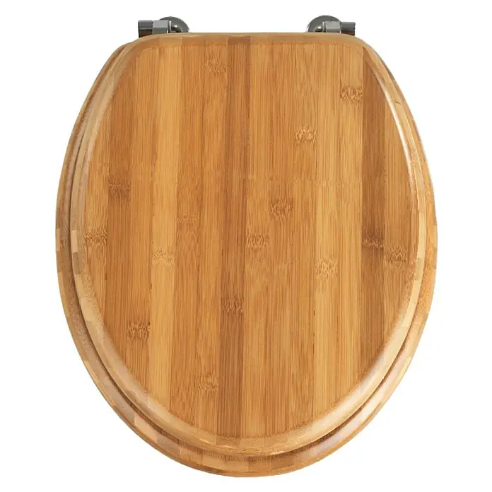 Wenko WC-Sitz Bambus - Holz, Dunkelbraun - Bambus-Toilettensitz mit robusten Edelstahlscharnieren für ein stilvolles und nachhaltiges Badezimmer-Upgrade.