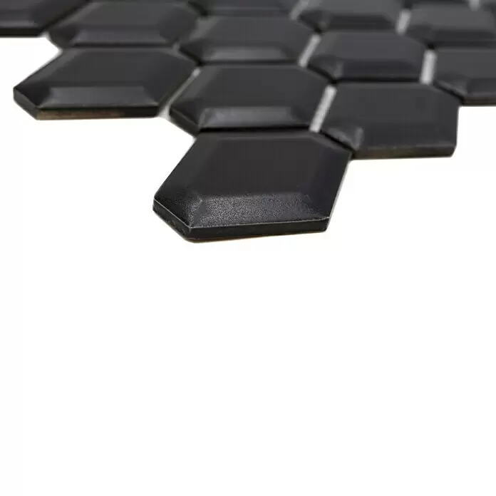 Mosaikfliese Diamant CG MD 7BM - 25,2 x 26,5 cm, Schwarz, Matt - Detailaufnahme