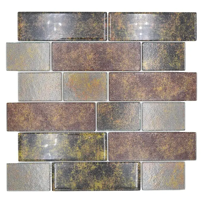 Mosaikfliese Mauerverbund LOFT 79LF - 30 x 30 cm, Braun/Beige, Glänzend - Mosaikfliesen-Design: Elegante Wandgestaltung mit schimmernden Glasmosaiken für ein stilvolles Interieur.