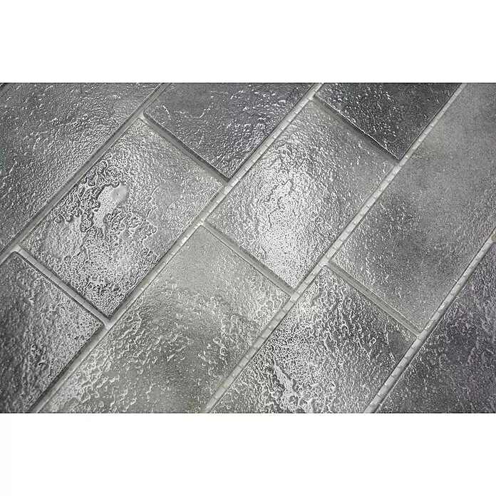Mosaikfliese Mauerverbund LOFT 59LF - 30 x 30 cm, Grau, Glänzend - Detailaufnahme