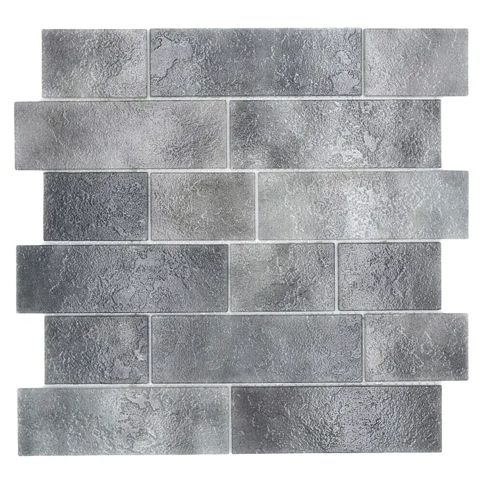 Mosaikfliese Mauerverbund LOFT 59LF - 30 x 30 cm, Grau, Glänzend - Graue Ziegelmosaikfliese, perfekt für eine moderne Wandverkleidung. Ideal für Bad, Küche oder Wohnbereich, für einen eleganten und zeitgemäßen Look.