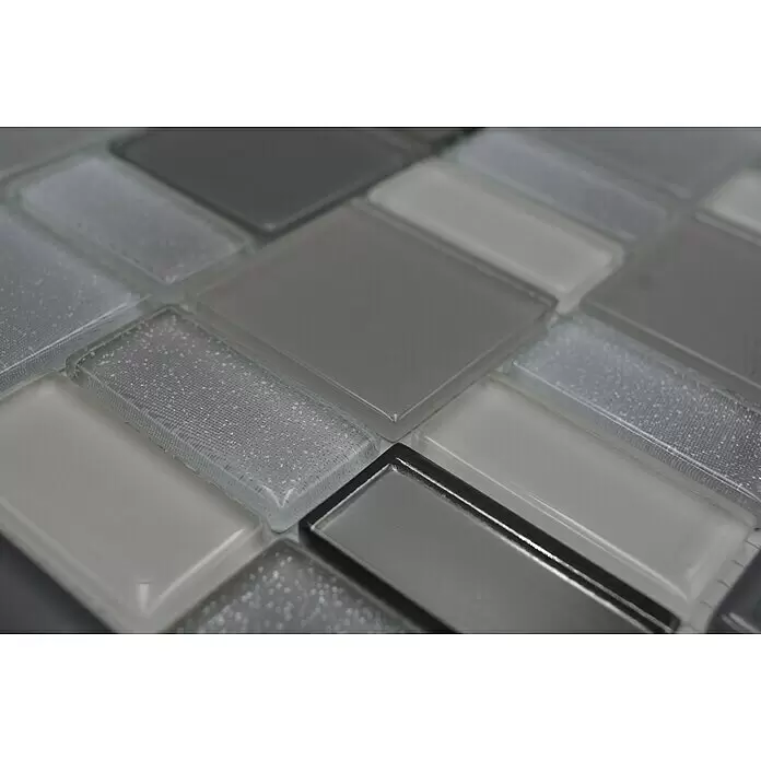 Mosaikfliese DAZZLE 16F - 30 x 30 cm, Grau, Glänzend - Detailaufnahme