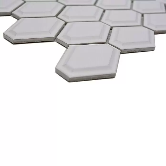 Mosaikfliese Diamant CG MD 3WM - 25,2 x 26,5 cm, Weiß, Matt - Detailaufnahme