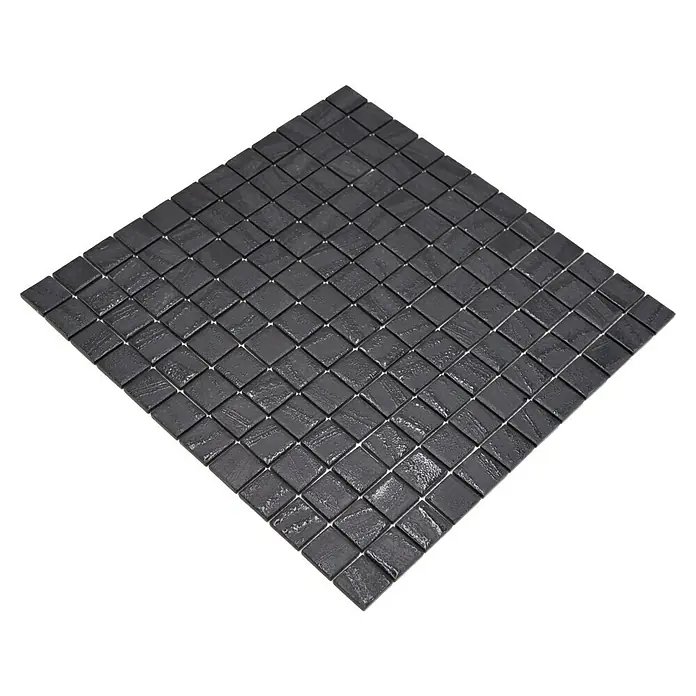 Mosaikfliese Quadrat Eco Uni TINA 03 - 31,5 x 31,5 cm, Schwarz/Anthrazit, Matt - Quadratische, anthrazitfarbene Mosaikfliese mit glänzender Oberfläche. Perfekt für moderne Badezimmer und Küchen.