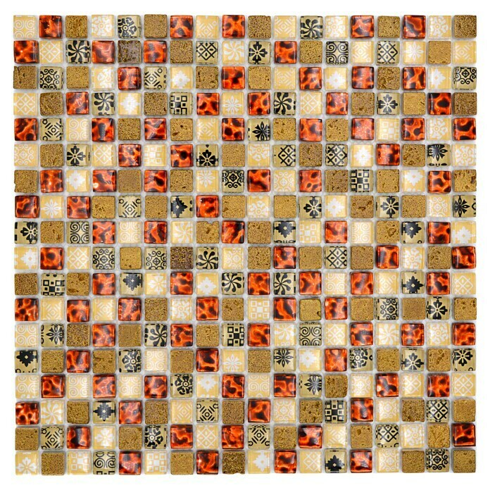 Mosaikfliese Quadrat Crystal Mix XCM M700 (30 x 30 cm, Beige, Glänzend)