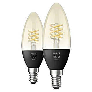 Philips Hue LED-Lampe Smart Vintage E27 (E14, 4,5 W, 300 lm, Warmweiß, 2 Stk.)