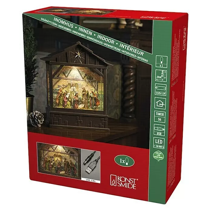 Konstsmide LED-Weihnachtslaterne - 7 x 22 x 25,5 cm, Braun, Batteriebetrieben, IP20 - Diagonale Ansicht