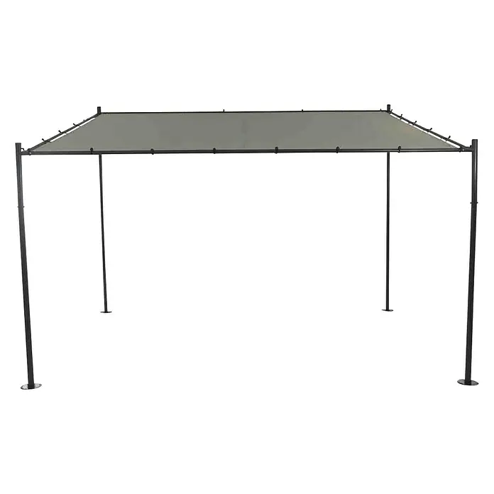 Siena Garden Ersatzdach LevinoFür Siena Garden Pavillon Levino 3x4 - Das Bild zeigt einen grauen Pavillon mit stabilem Rahmen, der sich perfekt für den Garten eignet und Schatten spendet.