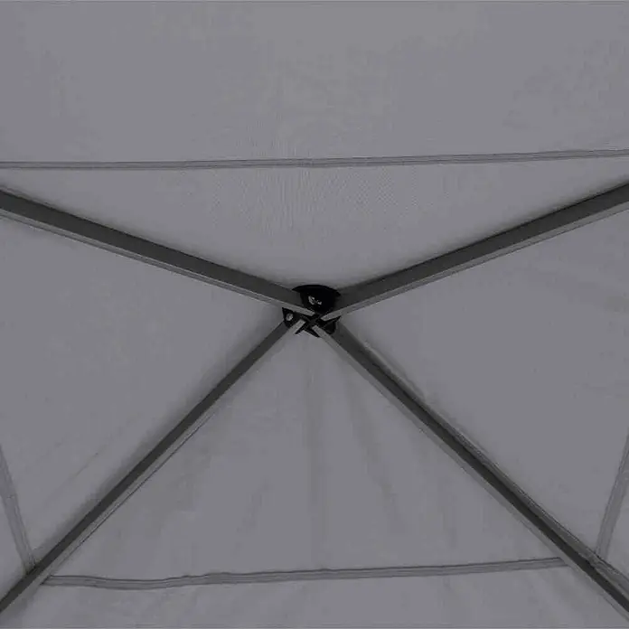 Siena Garden Faltpavillon Starter - B x T: 300 x 300 cm, Farbe Dach: Grau - Detailaufnahme des Innenlebens eines Faltpavillons mit Fokus auf die Konstruktion und das helle Zeltdach.