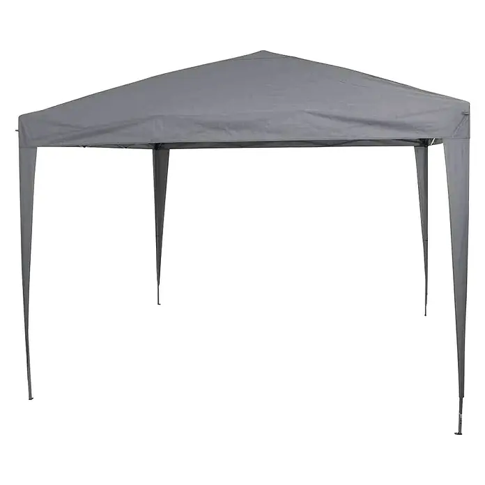 Siena Garden Faltpavillon StarterB x T: 300 x 300 cm, Farbe Dach: Grau - Grauer Pavillon mit pyramidenförmigem Dach und schlanken Stützpfosten, ideal für den Garten oder Veranstaltungen im Freien.