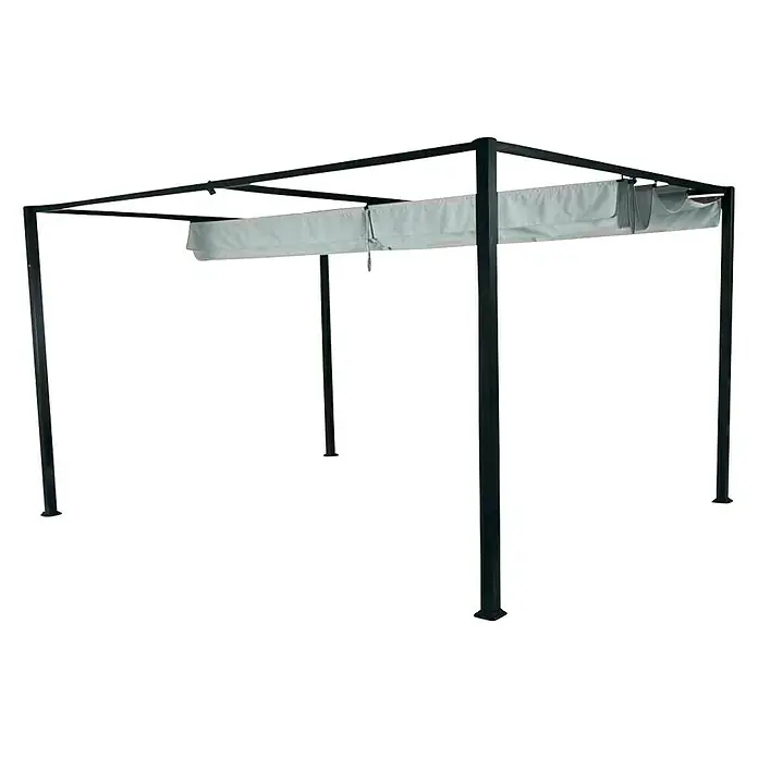 Siena Garden Raffpavillon Sky - B x T: 400 x 300 cm, Farbe Dach: Lichtgrau - Die Pergola mit Schiebedach bietet einen flexiblen Sonnen- und Wetterschutz für entspannte Stunden im Freien. Ideal für Garten und Terrasse.
