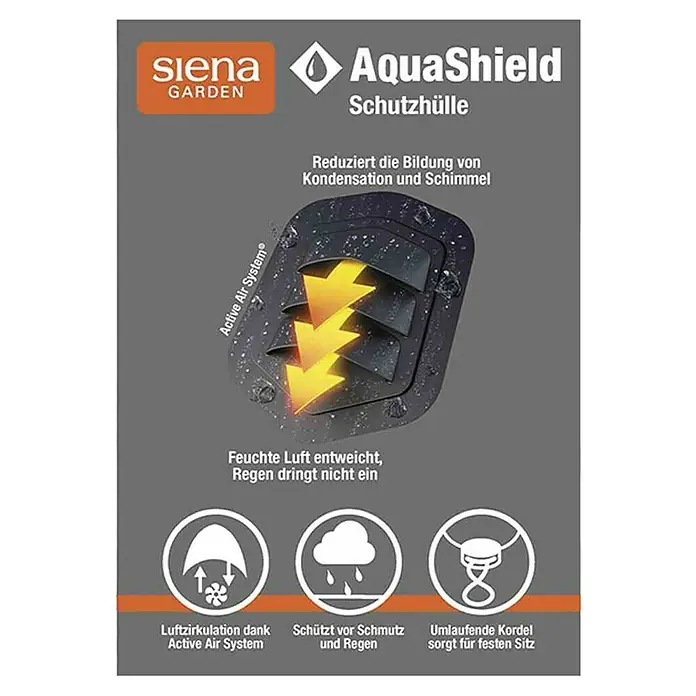 Siena Garden Schutzhülle AquaShieldPassend für: Hängematten, L x B x H: 312 x 105 x 104 cm - Produktbild der Siena Garden AquaShield Schutzhülle, die Kondensation reduziert und vor Schmutz und Regen schützt.