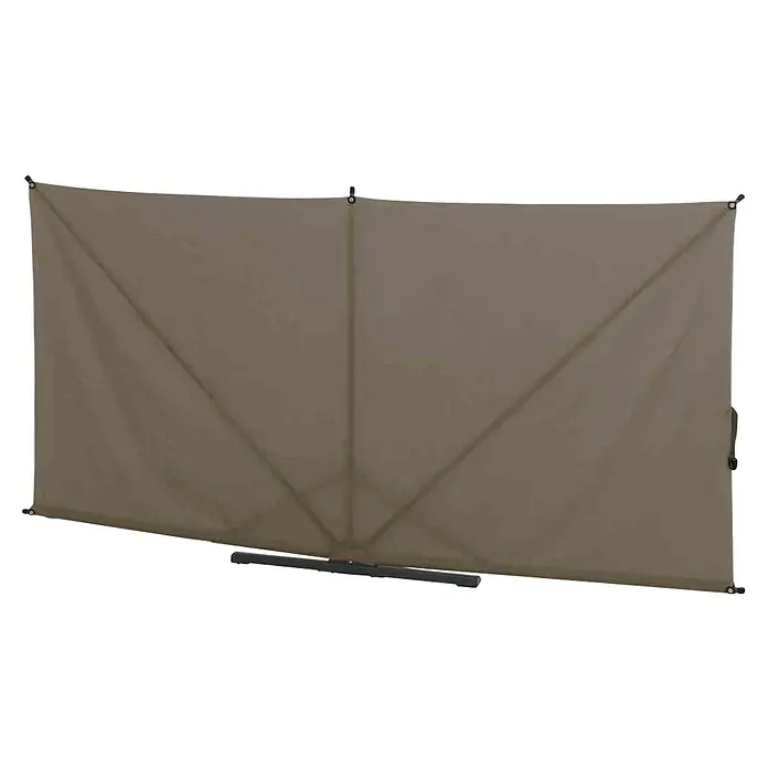 Siena Garden Sichtschutz Ben - 280 x 150 cm, Taupe/Anthrazit - Eine braune, ausziehbare Sichtschutzwand auf einem schwarzen Ständer, ideal für Privatsphäre im Freien. Sie bietet Schutz und Privatsphäre.
