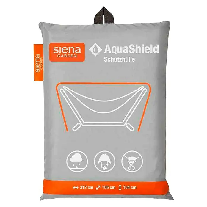 Siena Garden Schutzhülle AquaShieldPassend für: Hängematten, L x B x H: 312 x 105 x 104 cm - Bild einer Siena Garden Aquashield Schutzhülle für Gartenmöbel, schützt vor Regen, Schnee und Wind.