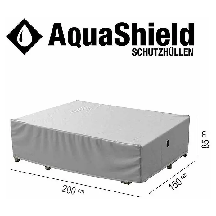 Siena Garden Sitzgruppen-Schutzhülle AquaShield - L x B x H: 200 x 150 x 85 cm, Kunststoff - Produktbild einer Aquashield Schutzhülle für Gartenmöbel, in Grau, mit den Maßen 200 x 150 x 85 cm, perfekt für den Schutz Ihrer Möbel.