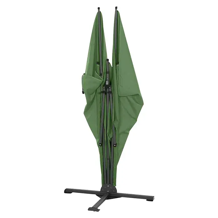 Siena Garden Sichtschutz Ben - 280 x 150 cm, Grün/Anthrazit - Zusammengeklappter, grüner Sonnenschirm mit robustem, schwarzem Metallgestell für den Garten oder die Terrasse. Praktisch und platzsparend.