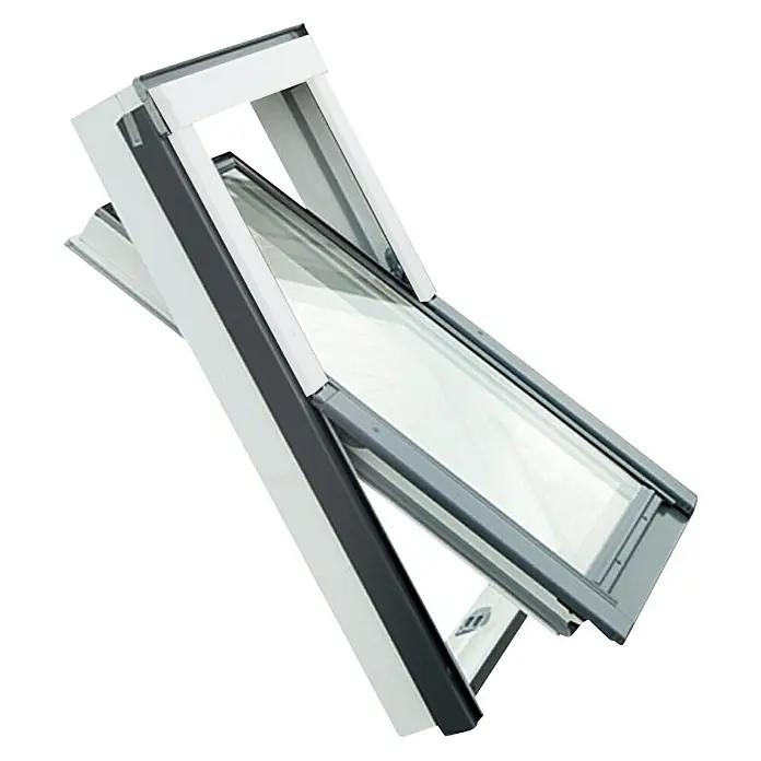 Solid Elements Ventana de techo - 78 x 98 cm - Una claraboya en ángulo con marco blanco y apertura de cristal. Perfecto para más luz natural y aire fresco en el ático.
