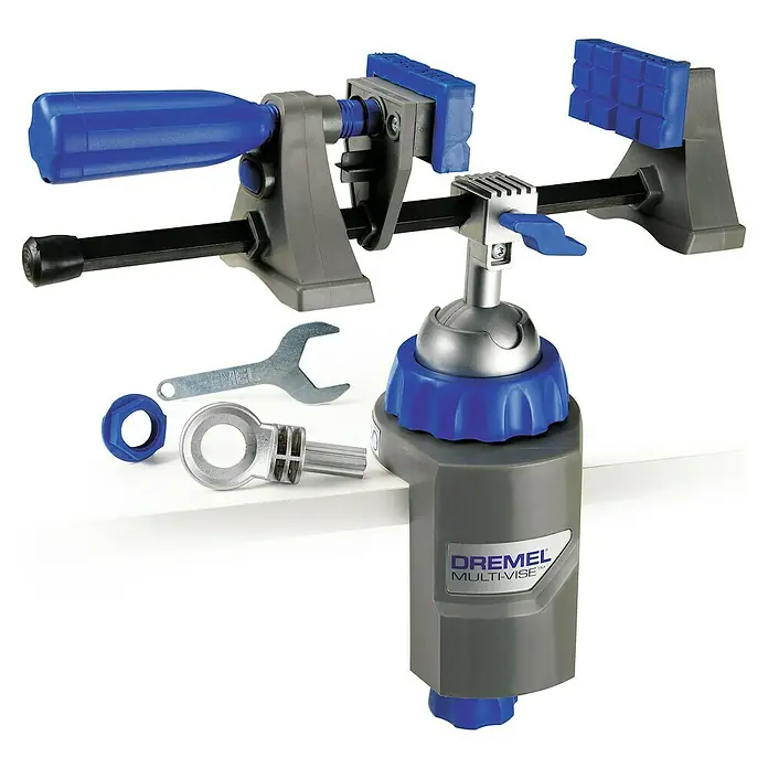 Dremel Multi-Schraubstock 2500Rotationswinkel: 360 °, Neigungswinkel: 50 ° - Das Dremel Multi-Vise Werkzeug, ein vielseitiges Werkzeug für verschiedene Projekte. Es bietet sicheren Halt und Flexibilität für präzises Arbeiten.