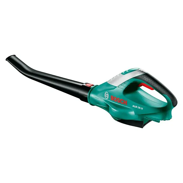 Bosch Power for All 18V Akku-Heckenscheren-Set EasyHedgeCut 18-45 + ALB 18 LI - 18 V, 2 Ah, Li-Ionen - Das Bild zeigt einen kabellosen Laubbläser ALB 18 LI von Bosch in Grün und Schwarz. Er ist leicht, handlich und ideal für die Gartenarbeit.