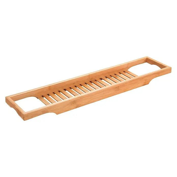 Wenko Bambusa Ablage - L x B x H: 16 x 70 x 4,5 cm, Bambus, Bambus - Ein rechteckiger Bambus Badewannenablage mit schlichtem Design, ideal für entspannende Badeerlebnisse.