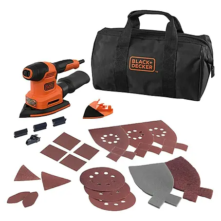 Black+Decker  Lijadora multifunción eléctrica  BEW200LSA + 21 accesorios y bolsa