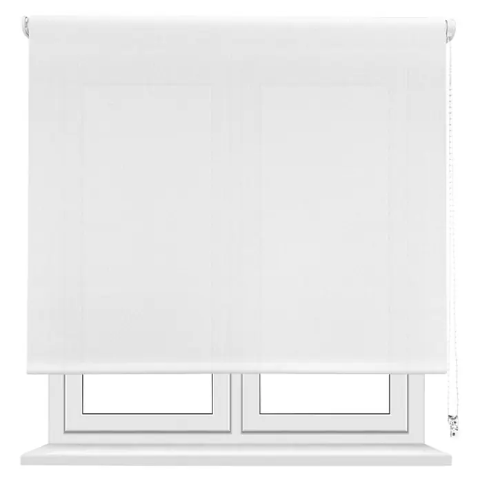 Estor enrollable screen 5% Zoe - An x Al: 120 x 250 cm, Blanco - Un estor enrollable blanco delante de una ventana proporciona privacidad y luz sin deslumbramiento. Práctico y de diseño sencillo.