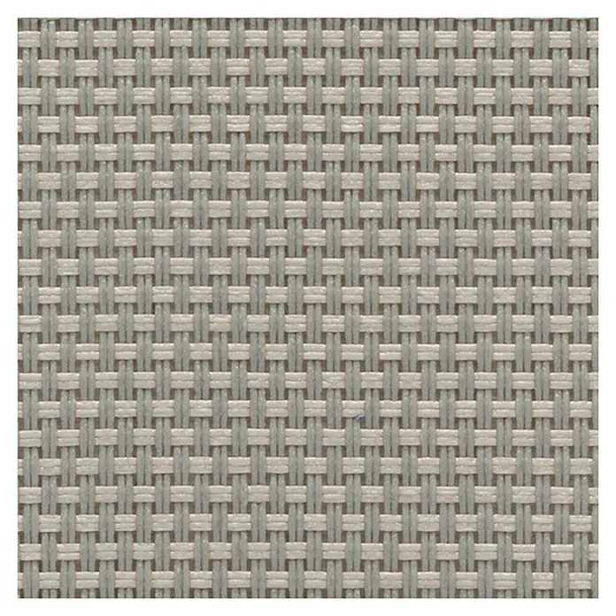 Estor enrollable screen 10% - An x Al: 120 x 250 cm, Perla lino - Primer plano de un patrón de tejido en tonos de gris y beige, que destaca la textura y el diseño del material.