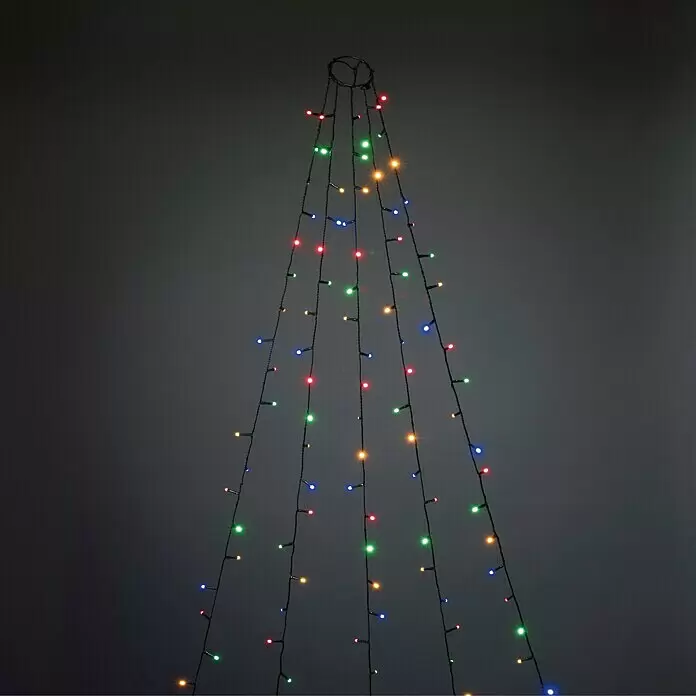 Konstsmide Baummantel - Innen, 2,4 m, 5 Stränge à 40 bunte LEDs - Mehrfarbige LED-Lichterkette in konischer oder Baumform mit roten, grünen, blauen und warmweißen Lichtern.