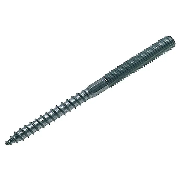 UBB Stockschraube - Länge: 100 mm, M 10, 5 Stk. - Ein verzinkter Bolzen mit Holzgewinde auf der einen und metrischem Gewinde auf der anderen Seite, ideal für Holzverbindungen.
