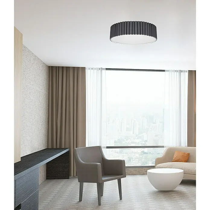 Tween Light Deckenleuchte rund Siena - 160 W, Grau, E14 - Deckenleuchte in einem modernen Wohnzimmer.