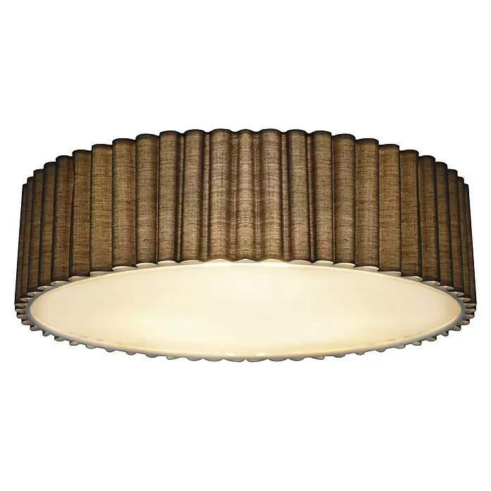 Tween Light Deckenleuchte rund Siena - 160 W, Grau, E14 - Braune plissierte Deckenlampe aus Stoff mit weißem Diffusor, der warmes Licht abgibt.