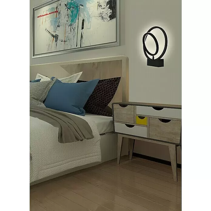Lavida Ring LED-Wandleuchte - 18 W, L x B x H: 30 x 6 x 34 cm, Schwarz, Neutralweiß - Stimmungsaufnahme