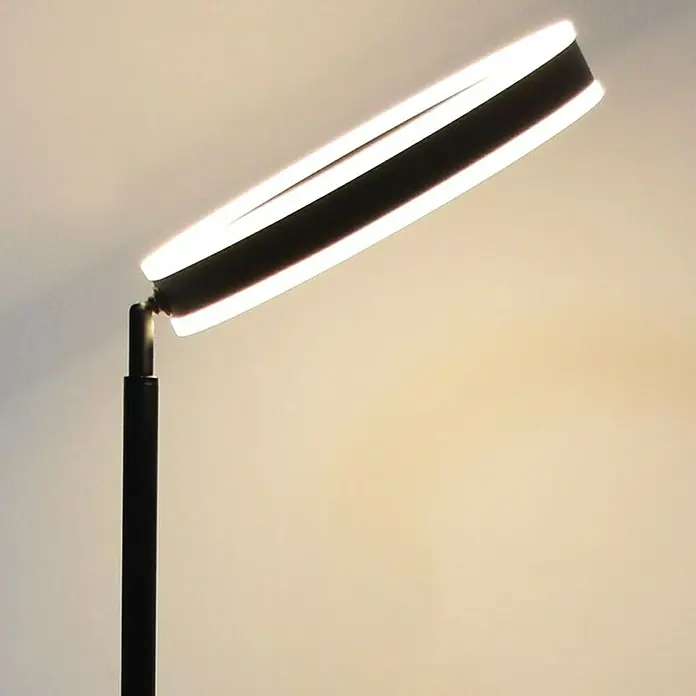 Lavida Ring LED-Stehleuchte - Höhe: 180 cm, Schwarz, Warmweiß - Modernes, dimmbares LED-Stehlampe mit Ringdesign in Schwarz und Weiß für Wohn- und Schlafzimmer. Helles, indirektes Licht.