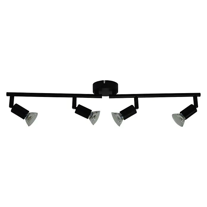 Tween Light LED-Deckenstrahler Bari - 16 W, L x B x H: 60,5 x 8 x 13,5 cm, Schwarz, Schwarz, Warmweiß - Schwarze LED-Deckenleuchte mit vier Strahlern auf einer Schiene, ideal für gezielte Beleuchtung und modernes Design in jedem Raum.