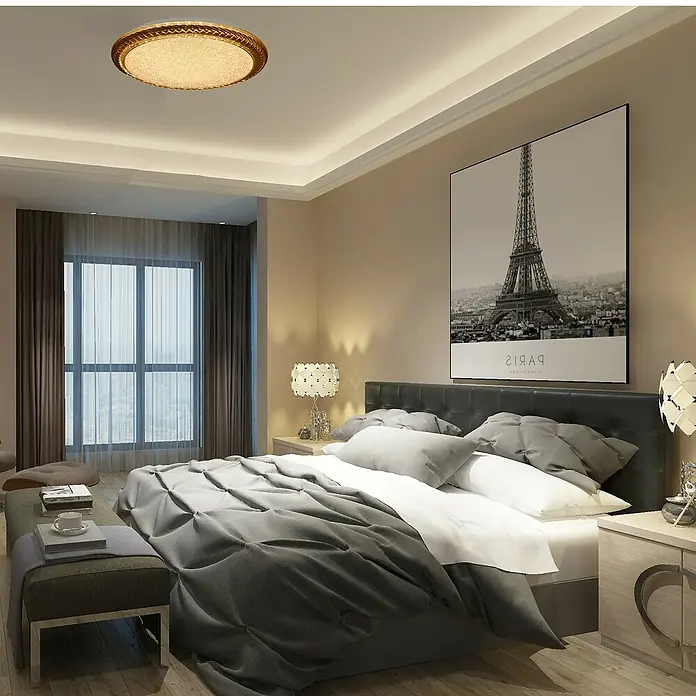 Tween Light LED-Deckenleuchte Ferrada - 24 W - Schlafzimmer mit einem runden Deckenleuchte, das für eine angenehme Atmosphäre sorgt. Das Design passt perfekt zu dem Raum.