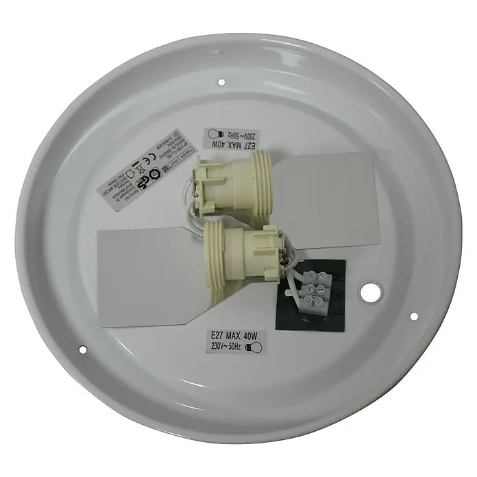 Tween Light Deckenleuchte rund Taviano - 80 W, Ø x H: 300 mm x 12 cm, Weiß - Deckenleuchte mit zwei E27-Fassungen, geeignet für maximal 40W Leuchtmittel bei 230V~50Hz. Ideal für stimmungsvolle Beleuchtung.