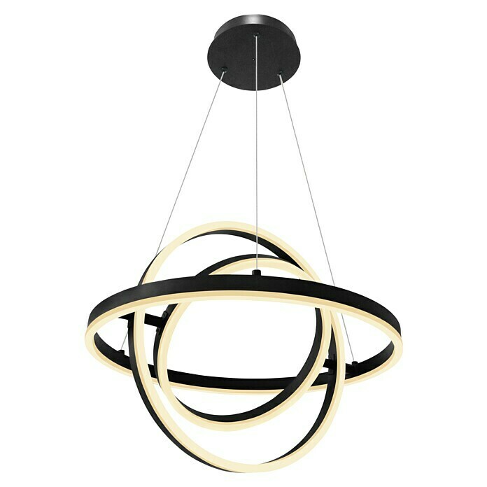 Lavida Ring LED viseća svjetiljka  (55 W, Ø x V: 50 x 120 cm, Crne boje, Raznobojno) | BAUHAUS