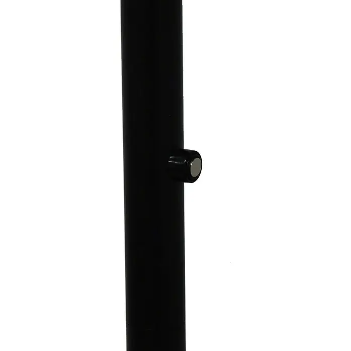 Lavida Ring LED-Stehleuchte - Höhe: 180 cm, Schwarz, Warmweiß - Detailaufnahme eines schwarzen Lampenstativs mit Fokus auf einen Knopf zur Höhenverstellung.