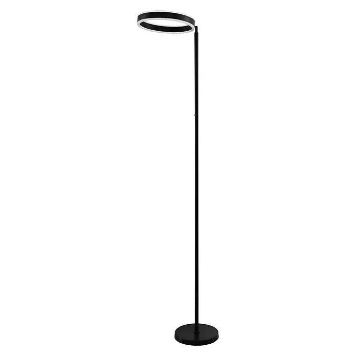 Lavida Ring LED-Stehleuchte - Höhe: 180 cm, Schwarz, Warmweiß - Elegante Stehlampe mit ringförmigem LED-Licht für moderne Wohnräume, die ein warmes und einladendes Ambiente schafft.