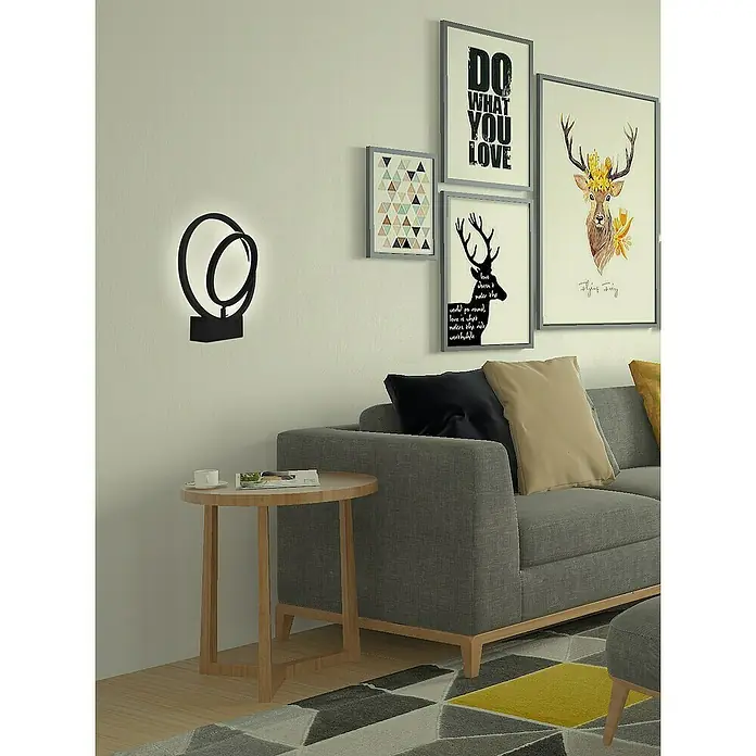 Lavida Ring LED-Wandleuchte - 18 W, L x B x H: 30 x 6 x 34 cm, Schwarz, Neutralweiß - Moderne Wandleuchte mit zwei ineinander verschlungenen Kreisen und warmweißem Licht für Wohnzimmer oder Flur.