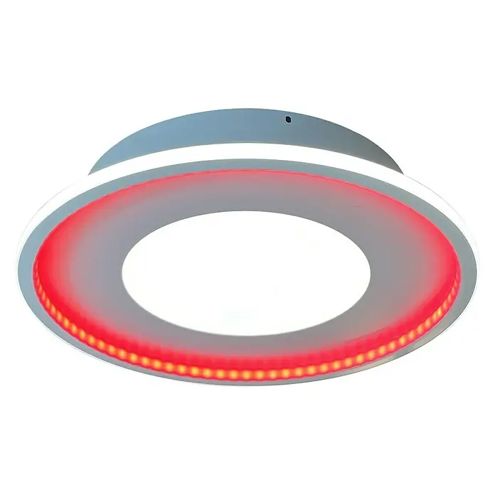 Lavida LED-Deckenleuchte rund Rovigo - Ø x H: 450 mm x 9,6 cm, Weiß, RGBW - Moderne LED-Deckenleuchte mit roter Umrandung, die ein angenehmes Ambiente erzeugt. Perfekt für Wohn- und Schlafräume.
