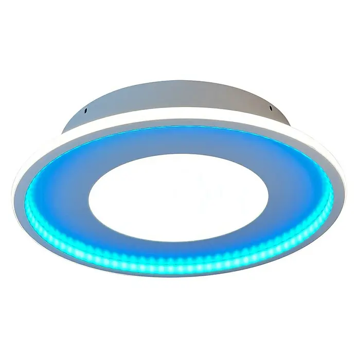 Lavida LED-Deckenleuchte rund Rovigo - Ø x H: 450 mm x 9,6 cm, Weiß, RGBW - Deckenleuchte mit runder Form und blauer LED-Beleuchtung, die ein modernes Ambiente erzeugt. Ideal für Wohn- und Schlafzimmer.