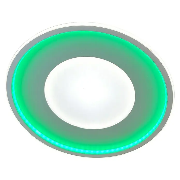 Lavida LED-Deckenleuchte rund Rovigo - Ø x H: 450 mm x 9,6 cm, Weiß, RGBW - Moderne LED-Deckenleuchte mit runder Form und grüner Akzentbeleuchtung, ideal für stilvolle Innenräume.
