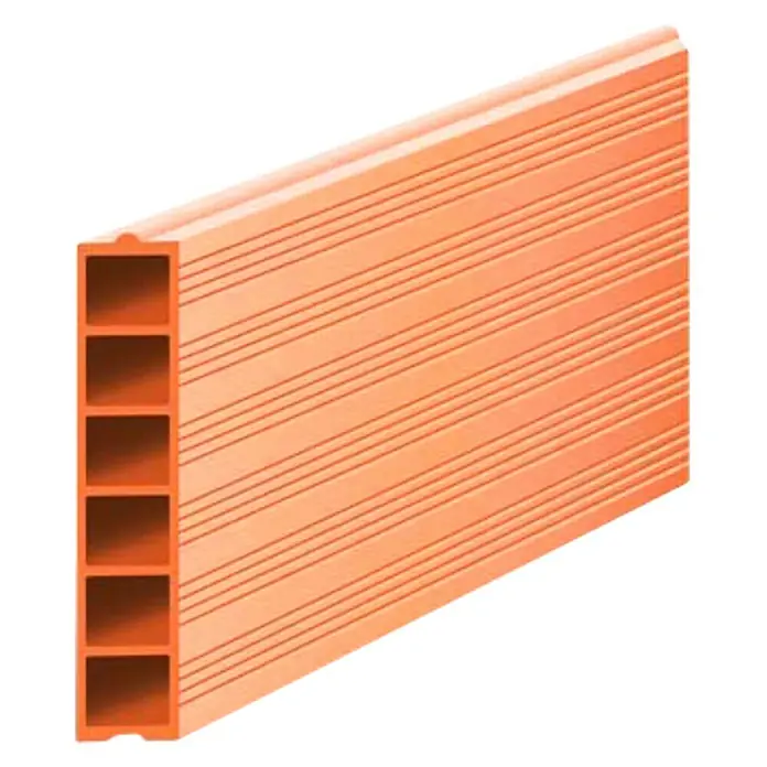 BHS Cataluña Ladrillo Tablón - 30 x 80 cm, Rojo - Ilustración de un ladrillo de terracota perforado utilizado en la construcción, con una estructura de cavidad.