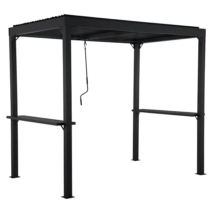 Sunfun Melina Grillpavillon - B x T: 250 x 160 cm, Farbe Gestell: Schwarz, Aluminium - Schwarze Pergola mit Kurbelmechanismus und stabilen Stützpfosten, ideal für Garten und Terrasse. Robuste Bauweise für langanhaltende Nutzung.