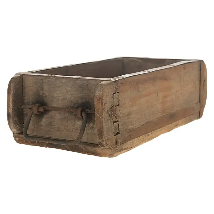 Holzbox Brick - 32 x 15 x 10 cm, Dunkel - Vintage Holzkiste mit Griff.