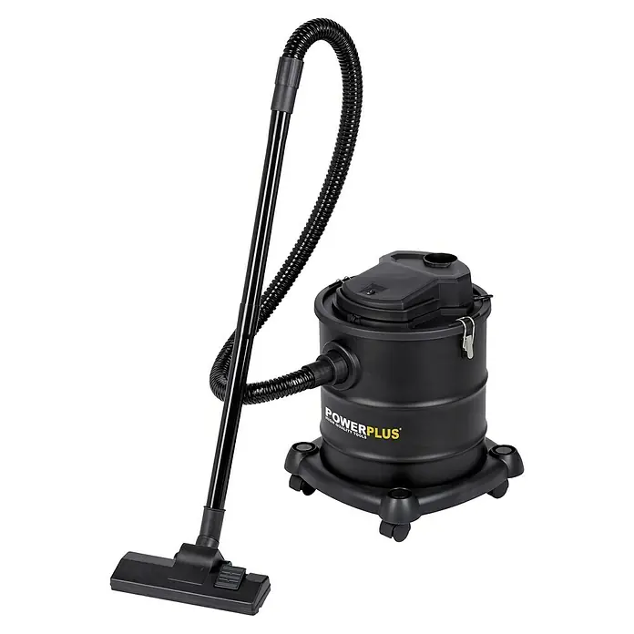 PowerPlus Aspirador de cenizas eléctrico POWX308 - 1.200 W, Volumen de recipiente: 20 l, Sin bolsa - Aspiradora negra Powerplus con manguera y boquilla para tareas de limpieza versátiles en el hogar y taller.